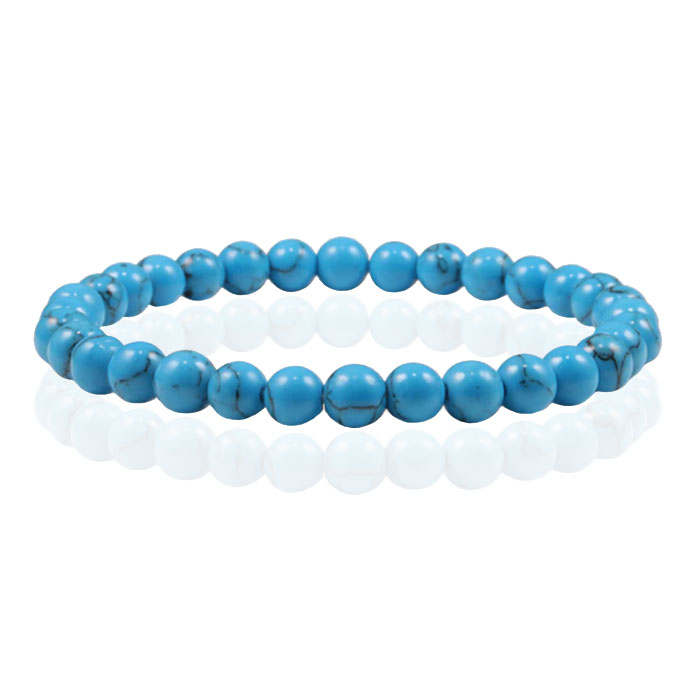 6mm Memphis Natuursteen Armband Blue Howlite