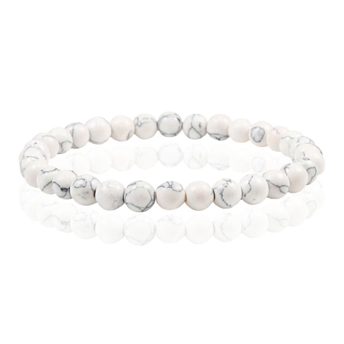 6mm Memphis Natuursteen Armband White Howlite