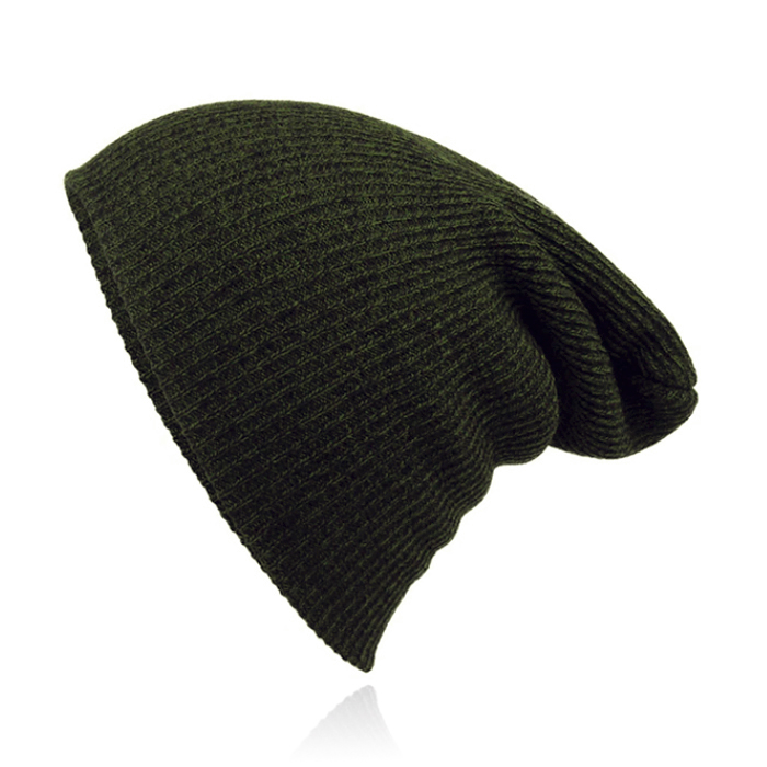 Beanie Muts in Katoenblend voor Mannen - Leger Groen