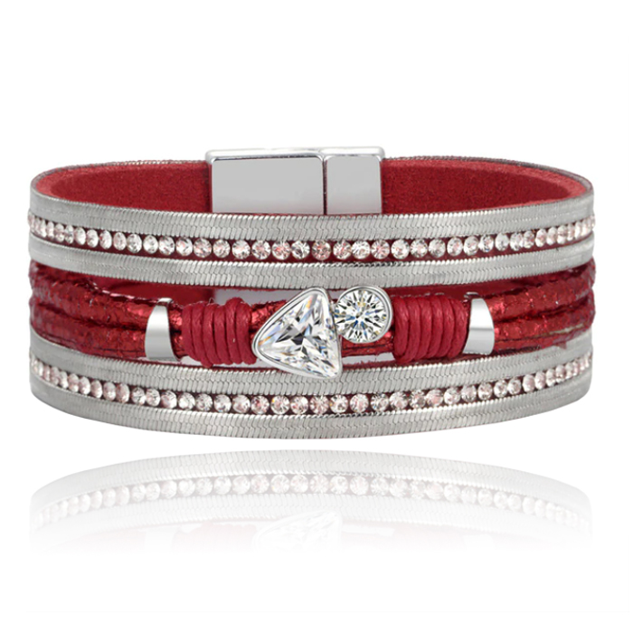 Boho Armband met Meerdere Lagen Triangle Rood