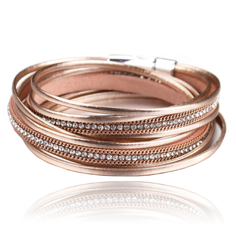 Champagne kleurige dames armband met kristallen