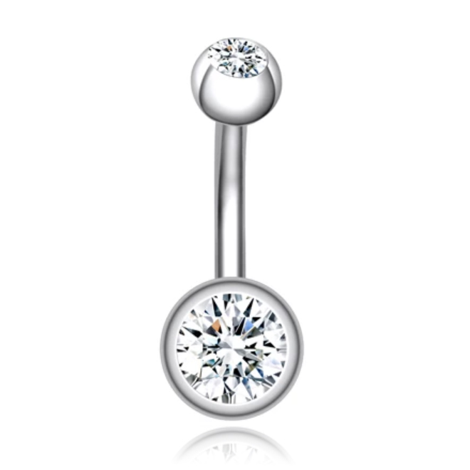 Chirurgisch Edelstaal Navelpiercing Zirkonia Zilver