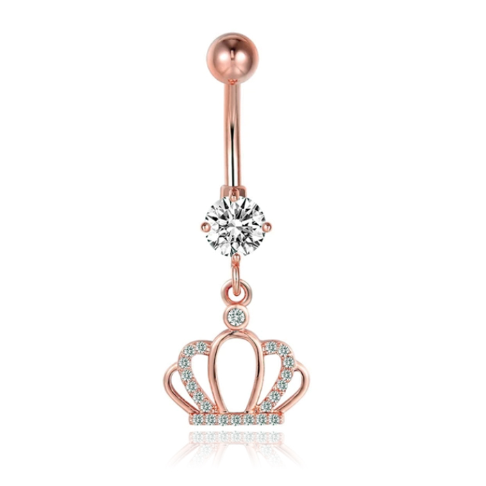 Cilla Navelpiercing met Hangertje Kroon Rose Goud