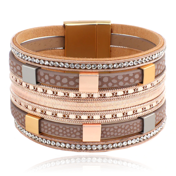 Deja Jewels Meerlaags Armband Squares rose gold