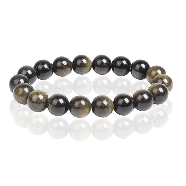 Memphis Natuursteen Armband 10mm Gold Obsidian