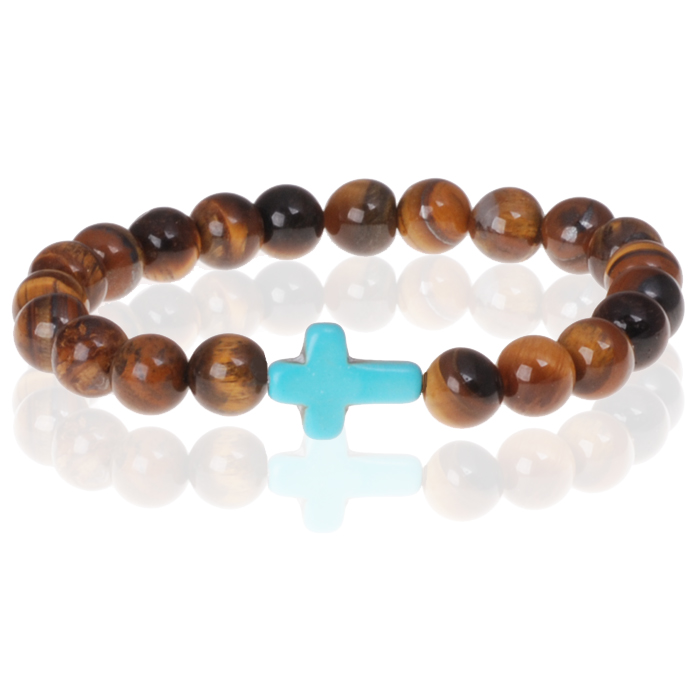 Memphis kralen armband Tigereye Cross