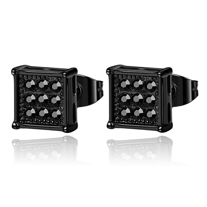 Mendes Heren Oorbellen Nine Stone Stud Black