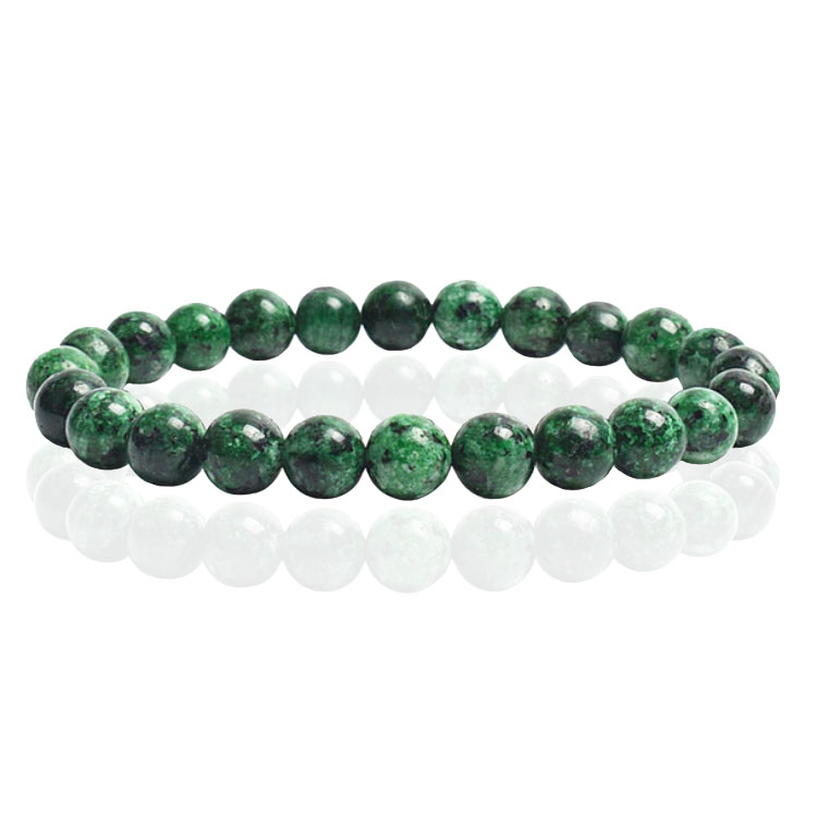 Natuursteen Armband met 8mm Kralen Memphis Green Black Jade