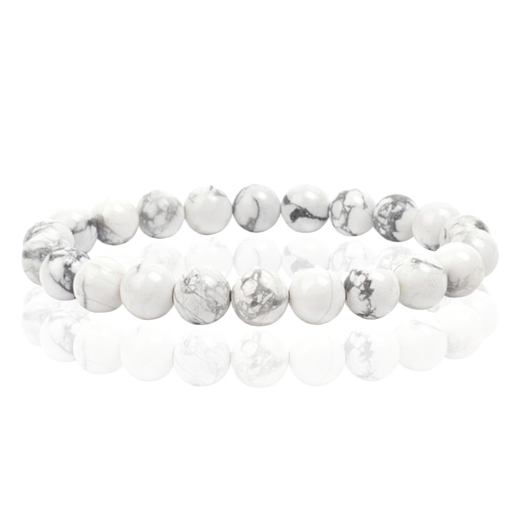 Natuursteen Armband met 8mm Kralen Memphis White Howlite