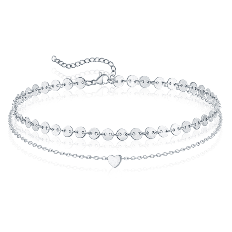 Pailetten Enkelband Heart Zilver