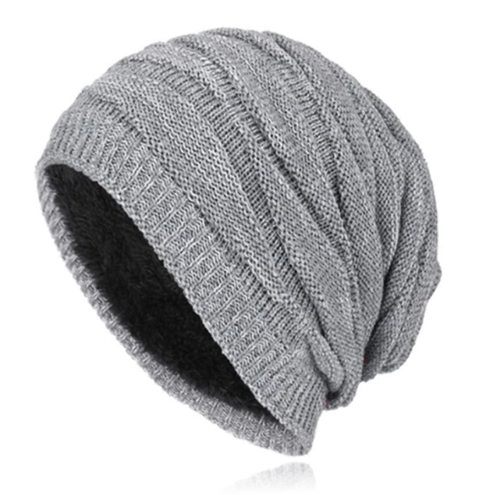 Ruime Heren Beanie Muts zonder Manchet - Grijs