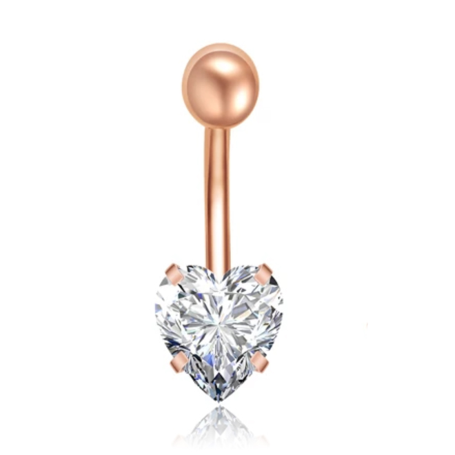 Stalen Piercing voor Navel Heart Rose Gold